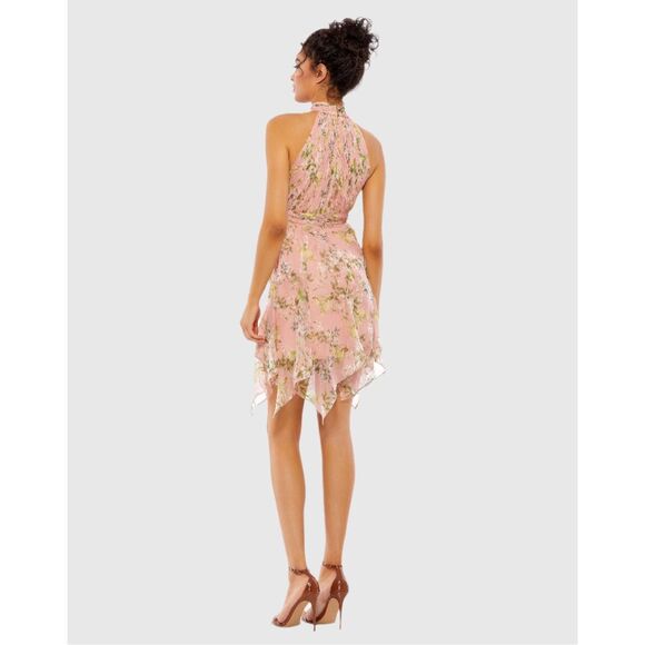 NWOT IEENA FOR MAC DUGGAL Pleated Halter Neck Floral Dress Size 0 $258 - Picture 3 of 11